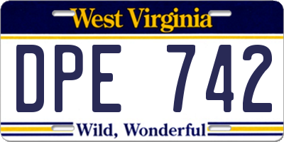 WV license plate DPE742