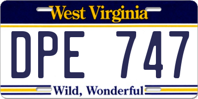 WV license plate DPE747