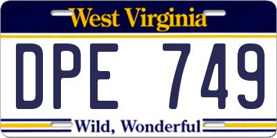 WV license plate DPE749