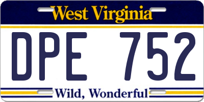 WV license plate DPE752