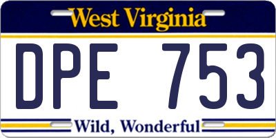 WV license plate DPE753