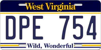 WV license plate DPE754