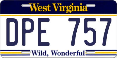 WV license plate DPE757