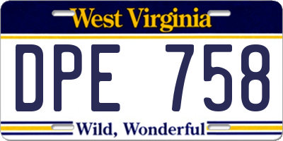 WV license plate DPE758
