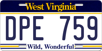 WV license plate DPE759