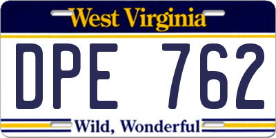 WV license plate DPE762