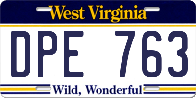 WV license plate DPE763