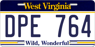 WV license plate DPE764