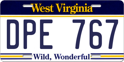 WV license plate DPE767