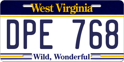 WV license plate DPE768