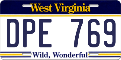 WV license plate DPE769