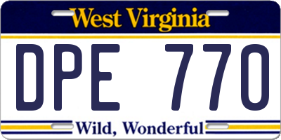 WV license plate DPE770