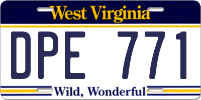 WV license plate DPE771