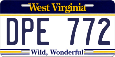 WV license plate DPE772