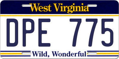 WV license plate DPE775