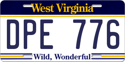 WV license plate DPE776