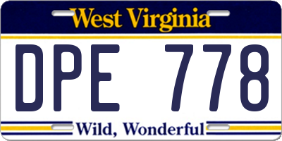 WV license plate DPE778