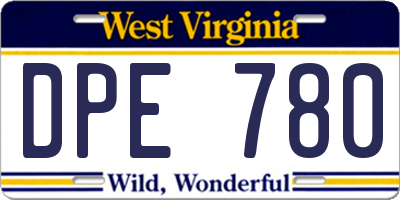 WV license plate DPE780
