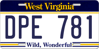 WV license plate DPE781