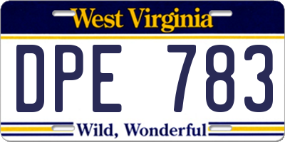 WV license plate DPE783