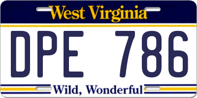 WV license plate DPE786