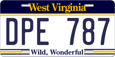 WV license plate DPE787
