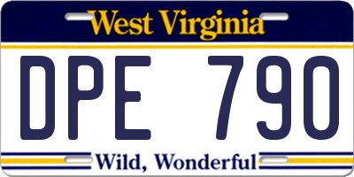 WV license plate DPE790
