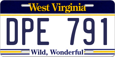 WV license plate DPE791