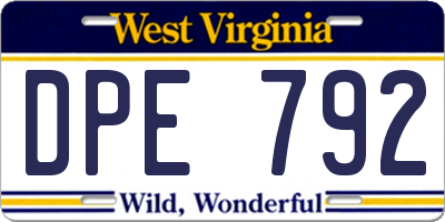 WV license plate DPE792