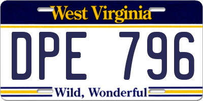 WV license plate DPE796