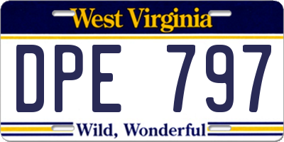 WV license plate DPE797