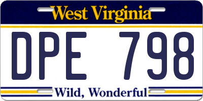 WV license plate DPE798