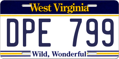 WV license plate DPE799