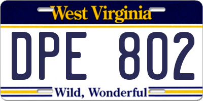 WV license plate DPE802