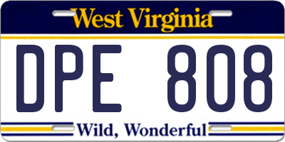 WV license plate DPE808