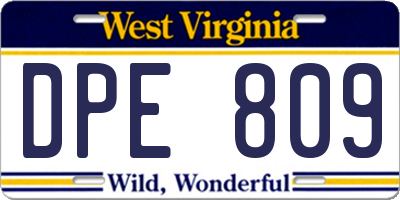 WV license plate DPE809