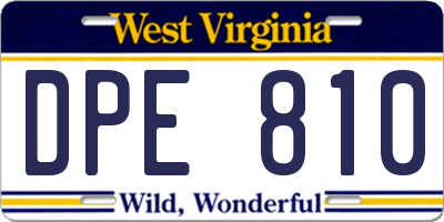 WV license plate DPE810