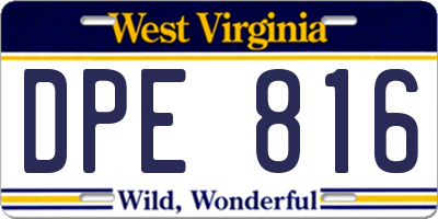 WV license plate DPE816