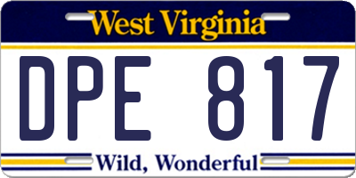 WV license plate DPE817