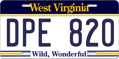 WV license plate DPE820