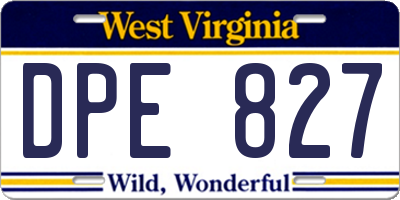 WV license plate DPE827