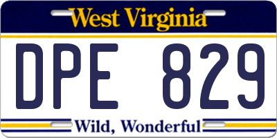 WV license plate DPE829