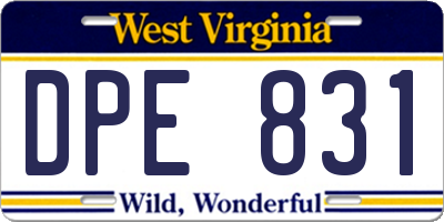 WV license plate DPE831