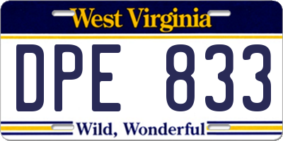 WV license plate DPE833