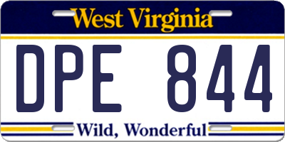 WV license plate DPE844