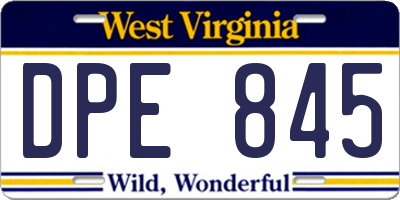 WV license plate DPE845