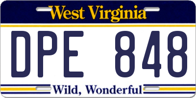 WV license plate DPE848