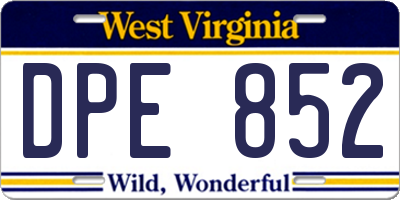 WV license plate DPE852