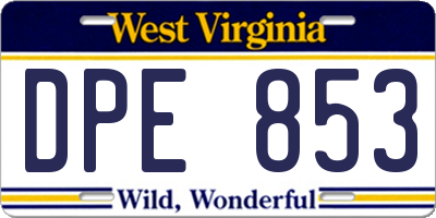 WV license plate DPE853