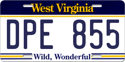 WV license plate DPE855